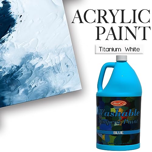 HissiCo Washable Tempera Paint for Kids,Blue(128 oz/1 Gallon) Liquid Poster Paint, Non-Toxic Kids Paint with Fluorescent Glitter Metallic Neon Colors for Finger Painting, Hobby Painters