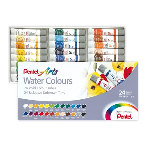 Pentel Arts Water Colors, Assorted Colors, Pack of 24 (WFRS-24) - size: 24 Colors (4.06 Fl Oz) (Pack of 1)