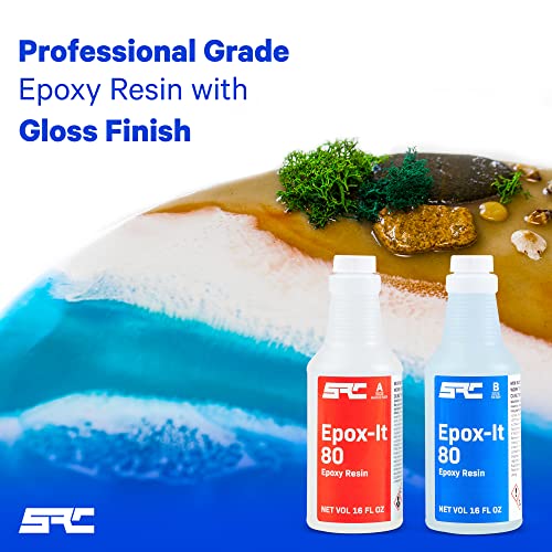 SPRESIN Epox-It 80 Clear Epoxy Resin Kit 32 Oz (16 Oz Part A + 16 Oz Part B) for Beginners and Experts, Coating, Bar Top, Countertop, Tabletop- Crystal Clear Formula for Jewelry Art, Laminating - size: 32 oz