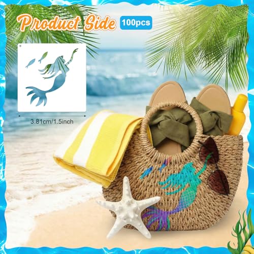 Fainne 100 Pcs Small Stencils for Crafts, 1.5 Inch Reusable Painting Stencils Painting Crafts Templates for Wood, Wall, Home Decor, Canvas, Fabric (Marine Life) - style: Marine Life