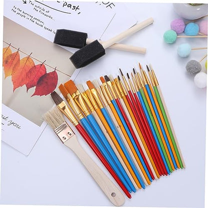 HOMSFOU 25 Pcs Wooden Painting Brush Student Painting Supplies Painting Supplies Painting Supplies
