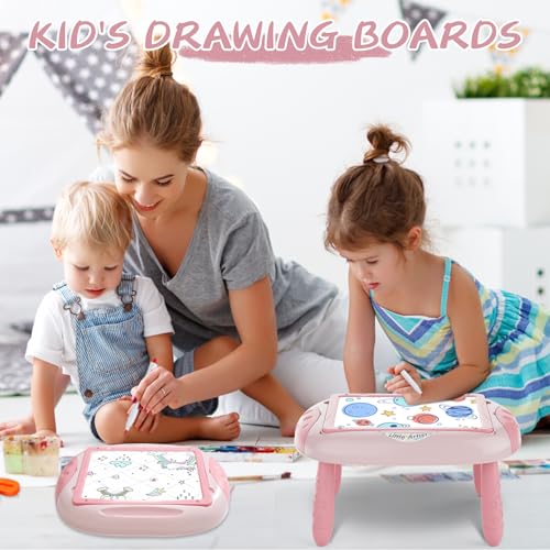 MAYESAR Magnetic Drawing Board for Toddlers 1-3, Double-Sided Toddler Art Easel with Magnetic Letters and Numbers, Chalkboard Learning Toy Gift for 1-3 Year Old Girls, Pink - color: Pink Red