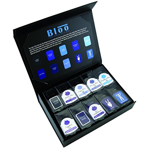 Monteverde USA Bloo Ink Collection Gift Set – 10 Unique Blue Fountain Pen Inks, 30ml Bottles, Premium Quality - color: Bloo