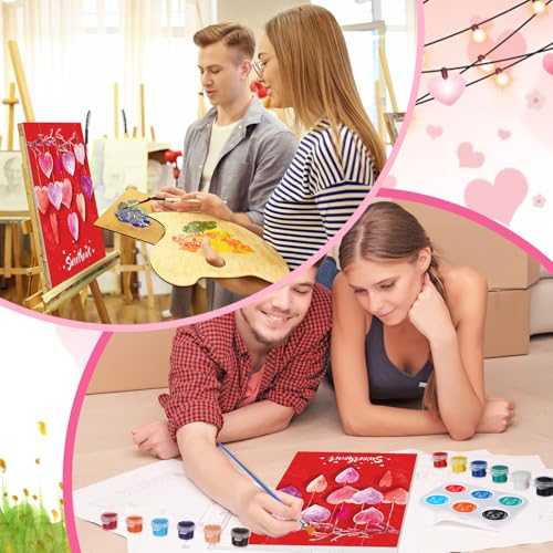 Zhanmai 72 Pcs 12 Sets Sip and Paint Kit Pre Drawn Canvas for Painting 8" x 10" Paint Party Canvas Painting Pre Printed Canvases for Party Favor DIY Virtual Adult's Date Night(Classic Style) - style: Classic Style
