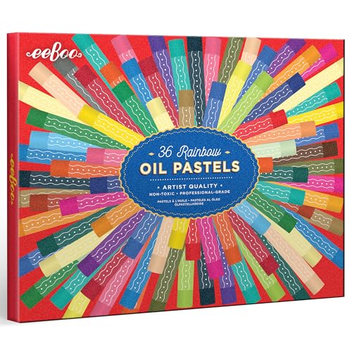 eeBoo Oil Pastels Rainbow - 36 Artist-Quality Blendable Color Sticks, Bold Pigments for Drawing & Blending, Sliding Gift Box, Kids Ages 5 and up - style: Rainbow