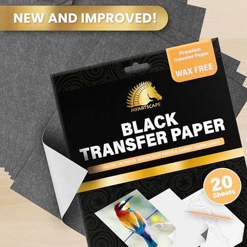 MyArtscape Graphite Transfer Paper Bundle (Black and White) - Wax Free - Erasable - Smudge-Free - Ideal for Drawing, Tracing and Watercolor Transfer - Premium Arts and Crafts Supplies