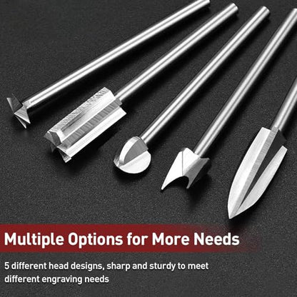 Wood Carving Drill Bits Set Compatible with Dremel Rotary Tool 7 Pcs Engraving Drill Accessories Bit Wood Crafts Grinding Woodworking Tool with 1/8” Shank for DIY Carving Drilling Micro Sculpture