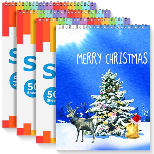 9" x 12" Sketch Book, 4-Pack 50 Sheets Spiral Bound Art Sketchbook, Acid Free Artist Drawing Paper Pad - size: 9" x 12"(Pack of 4)