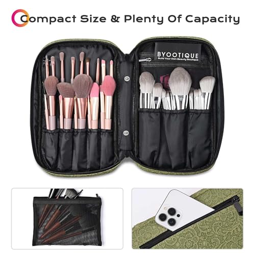BYOOTIQUE Travel Makeup Brush Holder Bag Cosmetic Brush Organizer Rococo Green - color: Rococo Green