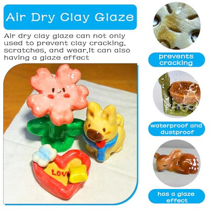 EIGTWEN 2 x 100ml Air Dry Clay Glaze, Gloss & Matte Finish, Prevents Cracking, Scratches, Watertight & Fireproof, Compatible with Clay, Plaster, Metal, Wood, Jewelry & More - size: A3-100ml-gloss+matte