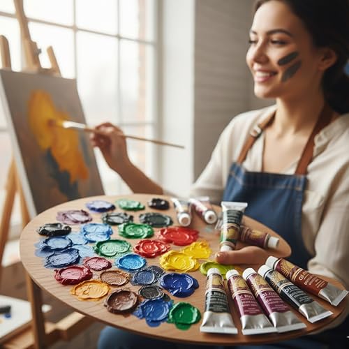 MyArtscape Oil Paint Set, 12 Colors, 12 x 0.4 fl oz (12 ml) Tubes, Lightfast Heavy Body High Pigment Oil Paints, Non Fading Vibrant Colors, Artist Quality Professional Painting Supplies