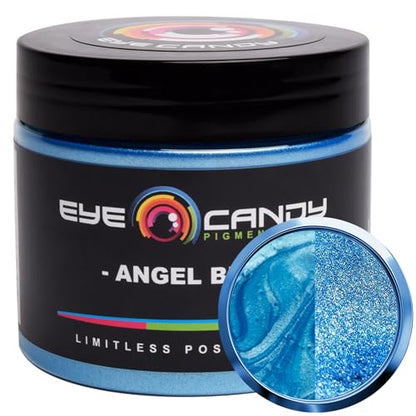 Eye Candy Pigments Premium Blue Mica Powder - Angel Blue (50gr) - for Epoxy, Resin, Soap, Paint, Woodworking, Acrylic Pouring, Bath Bombs, Fishing Lures - DIY Arts and Crafts Additive - color: Angel Blue