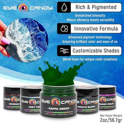 Eye Candy Resin Pigment Paste – Highly Pigmented Epoxy Color, 2 oz, Solid Non-Metallic, Mixable for Custom Shades (Kappa Green) - color: Kappa Green