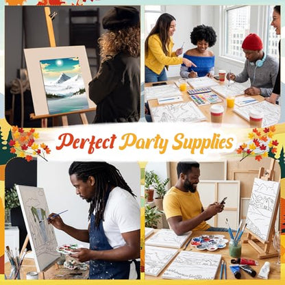 Sherr 285 Pcs 30 Sets Sip and Paint Kit for Adults, Pre Drawn Canvas Kit for Painting Acrylic Painting Favor Bulk for DIY Birthday Gifts Adult Date Night Party Suppliers(Beautiful Scenery) - style: Beautiful Scenery