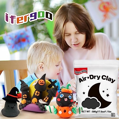 Ifergoo Black Foam Modeling Clay- Moldable Cosplay, Air Dry, Squishy Molding Clay for Adult Arts & Craft Project, Fake Bake, Slime Supplies, 1.1LBS/500G - color: Black/500g
