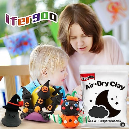 Ifergoo Black Foam Modeling Clay- Moldable Cosplay, Air Dry, Squishy Molding Clay for Adult Arts & Craft Project, Fake Bake, Slime Supplies, 1.1LBS/500G - color: Black/500g