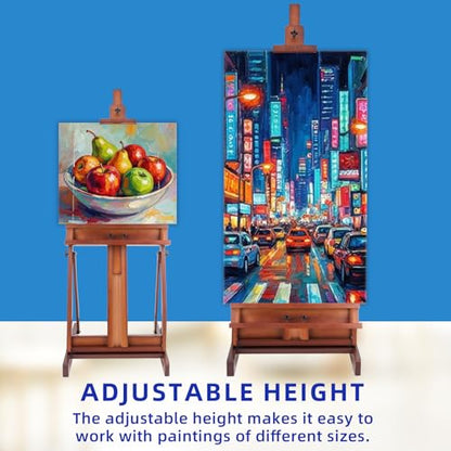 Falling in Art Large H-Frame Studio Easel, Solid Beechwood Easel Stand for Painting, Artist Canvas Easel Stand for Display, Holding Canvases up to 78 Inches, Walnut - style: Walnut