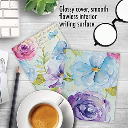 The Best Card Company - 10 Boxed Note Cards with Flowers - Blank Assorted Floral Notecards Bulk (4 x 5.12 Inch) - Cool Blossoms M1708BN - style: Cool Blossoms