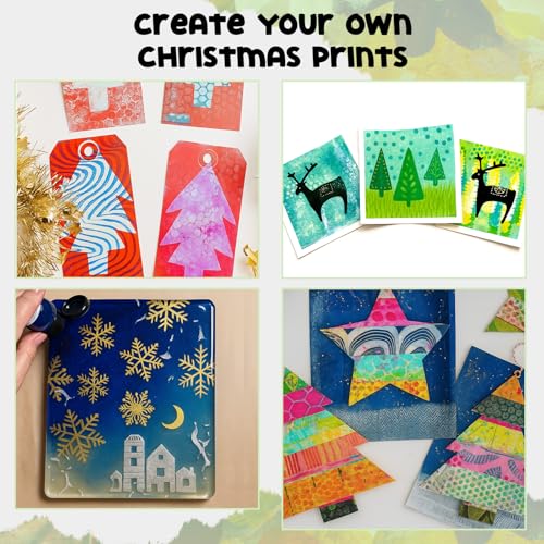 Threlaco 4 Pack Monoprinting Print Plates – 8” x 10” + 5” x 7” Gel Printing Plate - Reusable Printing Printmaking Supplies for Card Making, Scrapbooking, Crafts