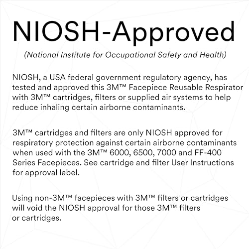 3M Half Facepiece Reusable Respirator 6100, NIOSH, Four-Point Harness, Comfortable Fit, Dual Airline Supplied Air Compatible, Bayonet Connections, Painting, Sanding, Cleaning, Small - style: Small