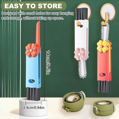 3 in 1 Cup Lid Gap Cleaning Brush, Portable Bottle Lid Cleaner Brush, Multifunctional Cleaning Brush - Home Kitchen Cleaning Tools for Tight Spaces & Bottle Gaps, Pink Red Blue (3 PCS) - color: Pink Red Blue-a