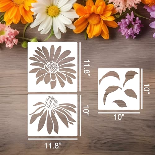Large Flower Stencils for Painting on Wood Fence Stencils for Outdoors Reusable Daisy Cone Flower Stencil for Painting on Wall Canvas Fabric Furniture - style: Daisy Coneflower