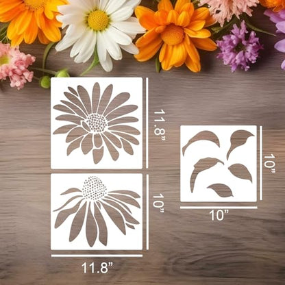 Large Flower Stencils for Painting on Wood Fence Stencils for Outdoors Reusable Daisy Cone Flower Stencil for Painting on Wall Canvas Fabric Furniture - style: Daisy Coneflower
