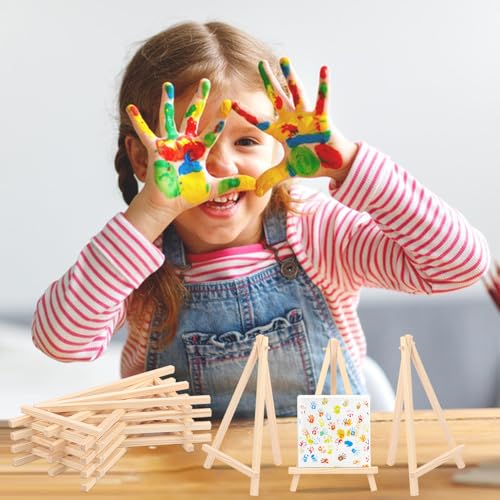 Yiksonyo 48 Pack 8 Inch Wooden Easel, Tabletop Wood Easels, Small Wooden Easel for Painting, Art, and Crafts - size: 48 Pack 8 Inch