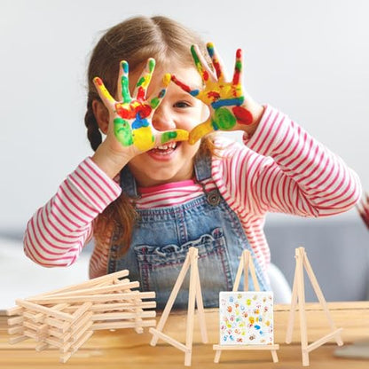Yiksonyo 48 Pack 8 Inch Wooden Easel, Tabletop Wood Easels, Small Wooden Easel for Painting, Art, and Crafts - size: 48 Pack 8 Inch