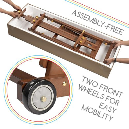 MEEDEN PRO Assembly-Free Art Easel - Professional Artist Easel with Wheels - Beech Wood Large Easel for Painting Canvas Up to 77"