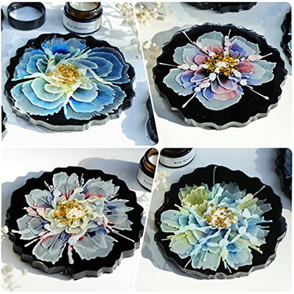 LET'S RESIN 4Pcs Resin Coaster Molds, Druzy Geode Agate Silicone Coaster Molds for Epoxy Resin, 5Inches Large Mould for DIY Art Craft Cup Mats, Durable and Flexible Moulds - size: 4 cavity
