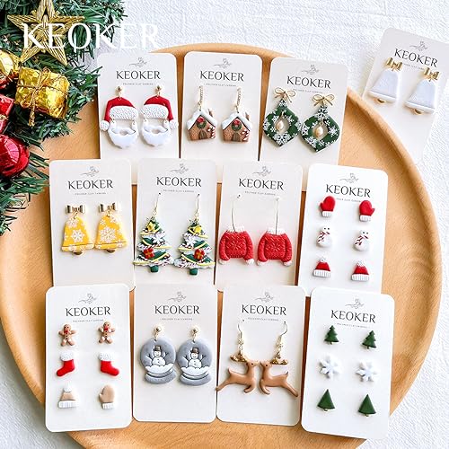 KEOKER Christmas Clay Cutters, Christmas Clay Cutters for Jewelry Making, 21 Shapes Christmas Clay Earrings Cutters, Christmas Polymer Clay Cutters (All) - color: ALL