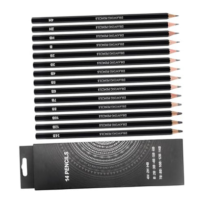 SOLUSTRE 14pcs Professional Graphite Sketching Pencils Set, Smooth Drawing Art Pencils for Artists and Students, Range Hard to Extra Soft for Detailed Sketching and Shading