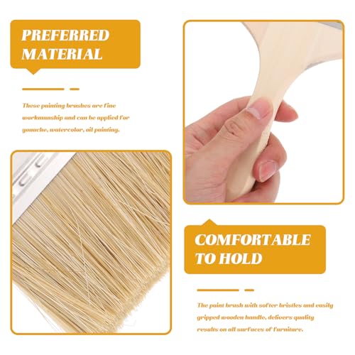 5pcs Thick Wooden Handle Paint Brush Set for Oil Painting and Wall Paint Art Supplies for Gouache Watercolor Staining and Craft Projects