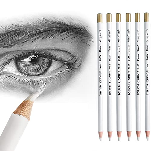 leuapl Eraser Pencils Set for Artists, Wooden Sketch Professional Highlight Painting Eraser Pen for Sketching Charcoal Drawings, Revise Erasing Details for Students Limner, 6PCS