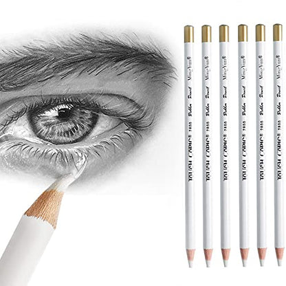leuapl Eraser Pencils Set for Artists, Wooden Sketch Professional Highlight Painting Eraser Pen for Sketching Charcoal Drawings, Revise Erasing Details for Students Limner, 6PCS