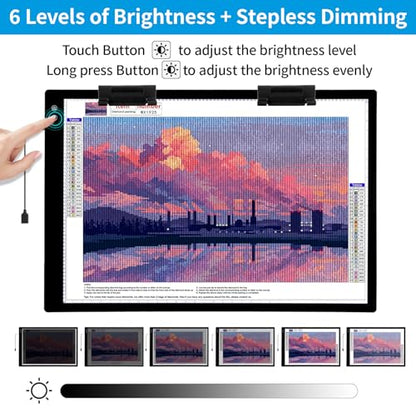 TOHETO Rechargeable A1 Light Pad 35.4”x23.6”, Extra Large LED Light Board for Diamond Painting, 3-Color Modes Light Box, Diamond Art Light Table, Lightbox for Tracing and Drawing, Sketching, Artists - style: A1 Rechargeable