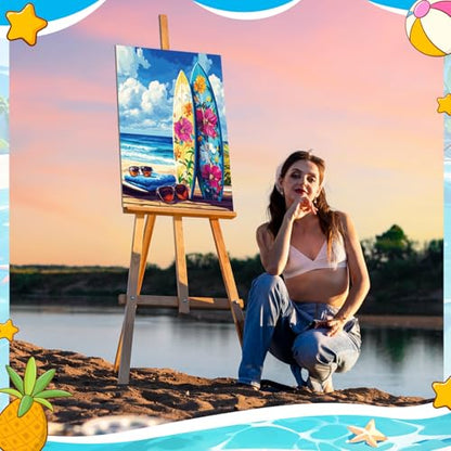 Zhanmai 72 Pcs 12 Sets Sip and Paint Kit Pre Drawn Canvas for Painting 8" x 10" Paint Party Canvas Painting Pre Printed Canvases for Party Favor DIY Virtual Adult's Date Night(Summer Color) - style: Hawaii Landscape