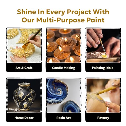 GRANOTONE Acrylic Venezia Metallic Gold Paint 1.69 fl oz Shimmering Non Fading 50 ml Colour Rich Pigments Non Toxic for Kids Artists and Beginners Made in India - color: Gold 50ml
