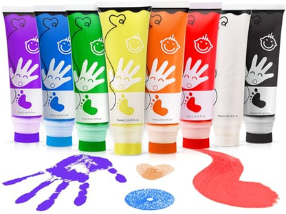Washable Finger Paint for Toddlers with Sponge Head, Safe Non-Toxic 8 Colors Large Capacity (2.54fl Oz), Baby Safe Paint Art Supplies Preschool Learning, Easter Gift for Kid Ages 1+ - style: 2.54 Fl Oz (Pack of 8) with Sponge Head