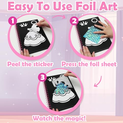 FUNNYB&G Foil Art Craft Kit for Girls 4-10 Years Old: Mess-Free & No-Glue, Create 16 Sparkly Dress Up Pictures – Perfect Travel Toy & Birthday Gift for Kids (Dress Up) - style: Dress
