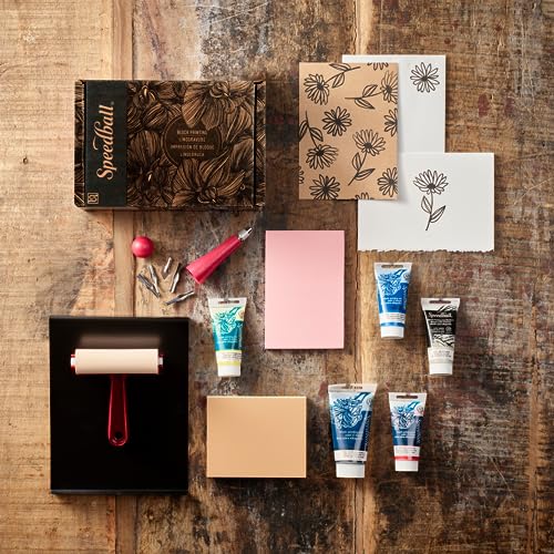 Speedball Deluxe Block Printing Kit - Includes Inks, Brayer, Bench Hook, Lino Handle and Cutters, Speedy-Carve Block, Mounted Linoleum Block (3472) - size: Deluxe Block Paper Kit