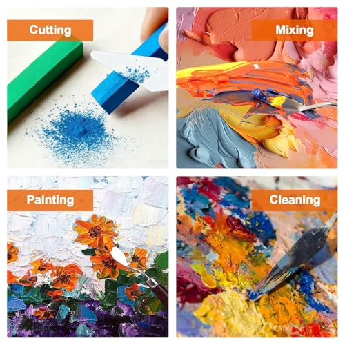 EEEKit 19 PCS Painting Spatula Set, Stainless Steel Palette Knife Set with Art Paint Scrapers, Paint Spatula Tools for Oil Canvas, Watercolor, Acrylic Painting