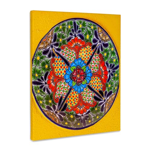 3dRose Colorful handmade patterns of a Ceramic Plate, Guanajuato, Mexico Museum Grade Canvas Wrap 11x14 - size: 11"L x 14"W