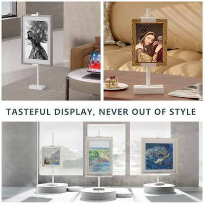 Adjustable Tabletop Picture Frame Stand - Up to 29" Height, Frame Holder Stand Table Easels for Display, Metal Standing Easel Display Stand for Picture Frames, Artwork, Canvas (White) - color: White