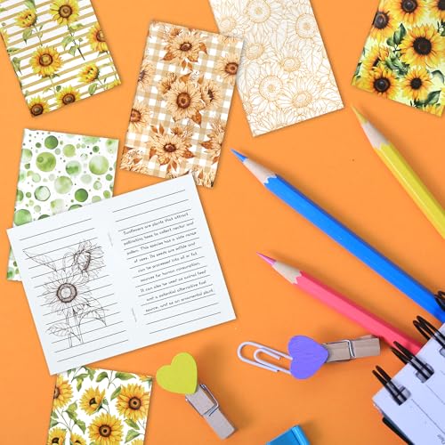 12 Pack Sunflower Small Pocket Notebook Journals,Yellow Flower Floral Memo Notepad Mini Notebook Hardcover Lined Note Pads for Home Office Stationery Supplies Party Favor Sunflower Flower Journal Planner Diary