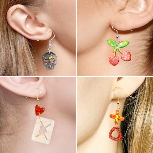104Pcs Resin Molds Set for Women, Cute Designs with Accessories, Silicone Jewelry Molds for Resin Epoxy Keychain Earring Pendant Crafts Making - color: 104Pcs Resin Jewelry Molds
