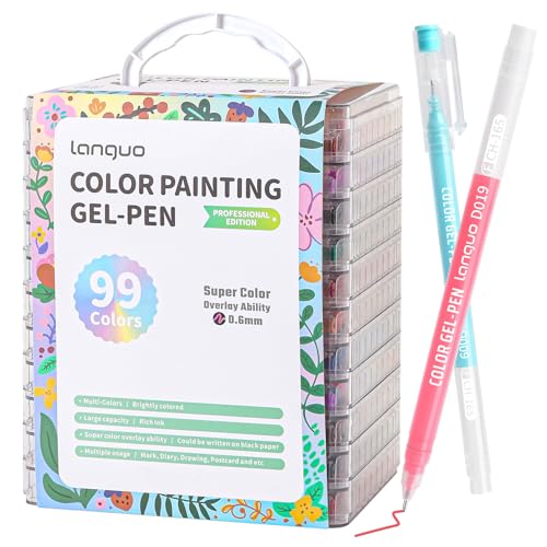 Gel Pens For Coloring, 99 Pack Colored Pens for Black Paper & White Paper, 0.6MM Fine Point Pens for Coloring, Writing, Drawing, Journaling, Note Taking, Office, Home - color: 99PCS-Gift Box-11 stackable layers