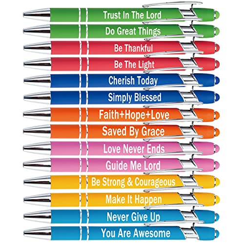PASISIBICK 14 Pieces Motivational Inspirational Quotes Snarky Screen Touch Stylus Ballpoint Pens for Office Encouraging Scriptures with Black Ink(7 Colors,Boss Lady) - color: 14 Pieces Boss Lady