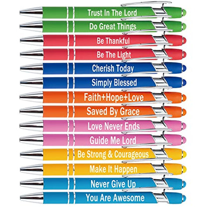 PASISIBICK 14 Pieces Motivational Inspirational Quotes Snarky Screen Touch Stylus Ballpoint Pens for Office Encouraging Scriptures with Black Ink(7 Colors,Boss Lady) - color: 14 Pieces Boss Lady